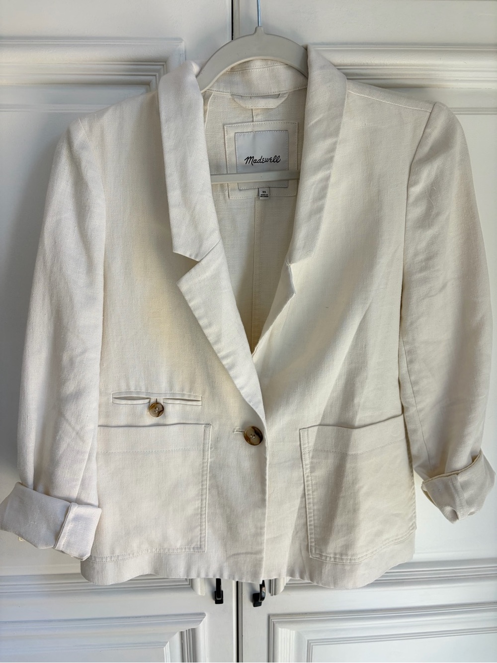 Madewell Natural/Cream Relaxed Linen-Blend Blazer